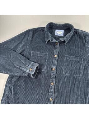 LL Bean Wide Wale Corduroy Shirt Jacket Womens XL blue